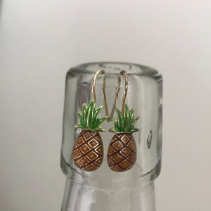 Dainty Pineapple Earrings Gold Tone